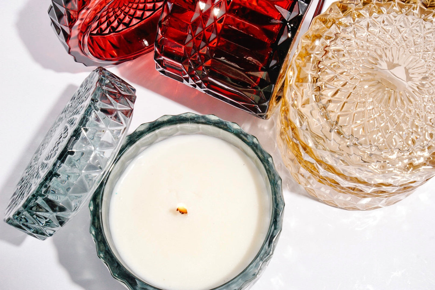Ruby Red Glass Jar Candle