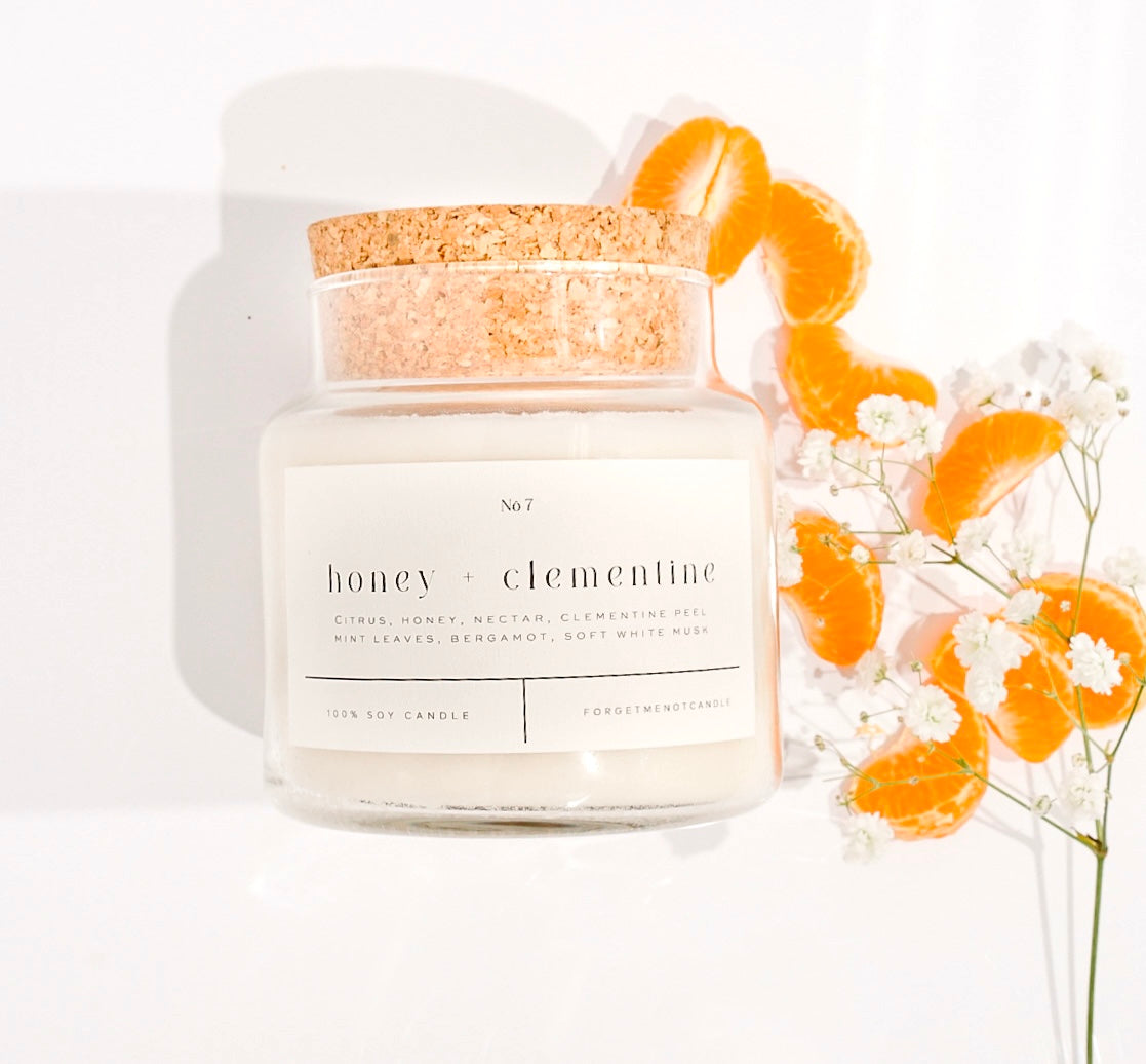 Honey + Clementine 22 oz Glass Candle – Sold as Case of 6