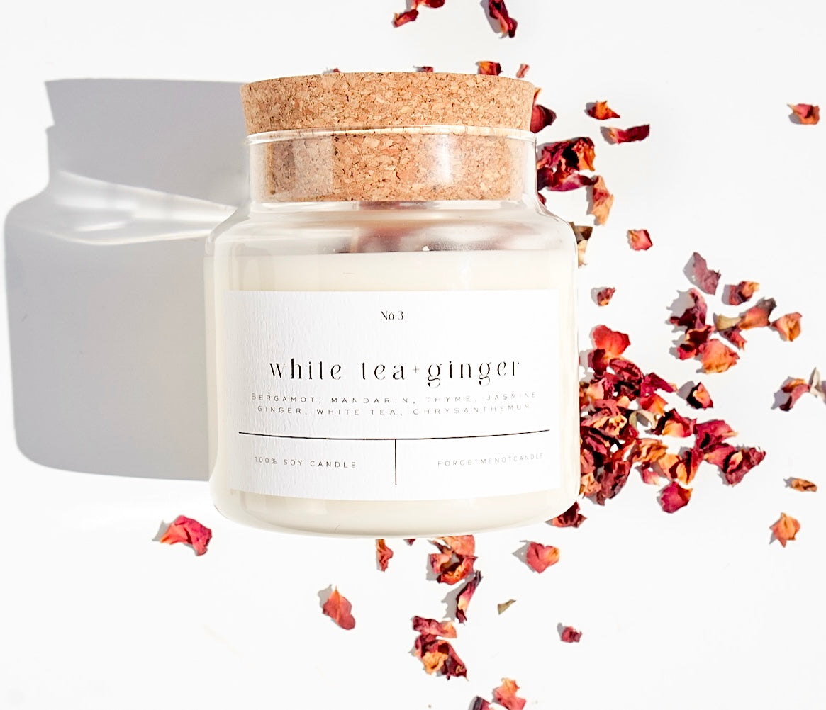 White Tea + Ginger 22 oz Glass Candle – Sold as a Case Of 3