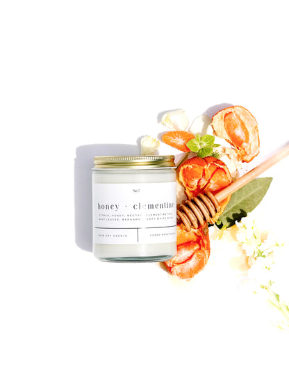 Honey + Clementine 9 oz Glass Candle - Sold as Case of 6
