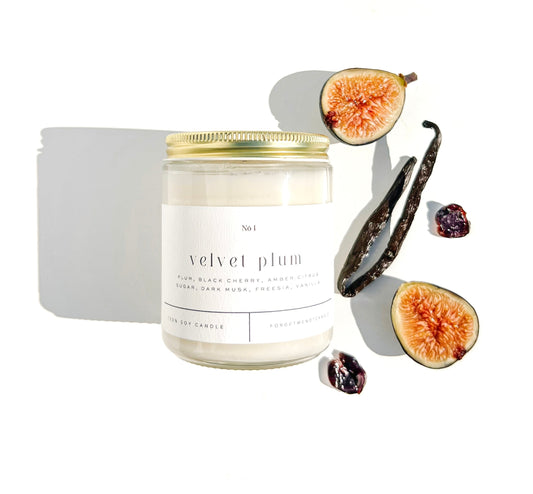 Velvet Plum 9 oz Glass Candle