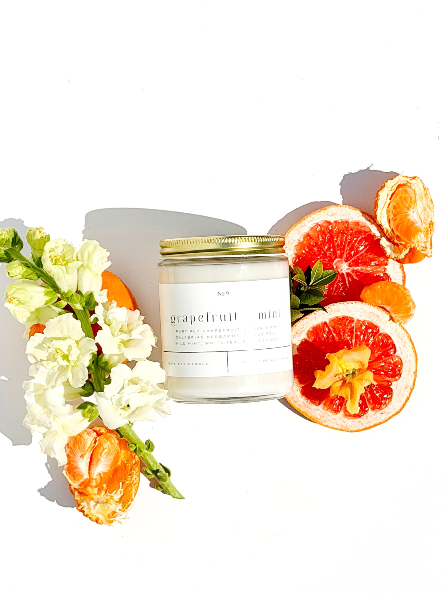 grapefruit + mint 9 oz glass candle