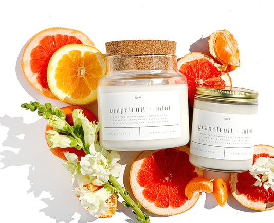 Grapefruit + Mint 22 oz Glass Candle