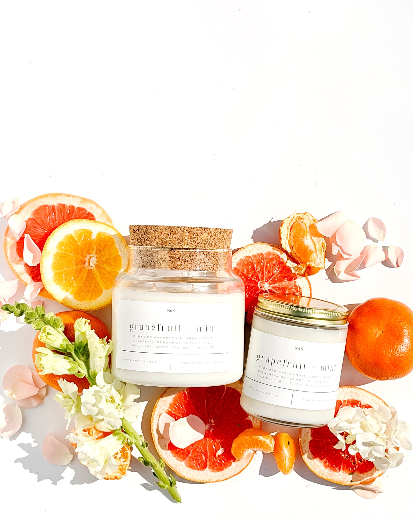 grapefruit + mint 9 oz glass candle