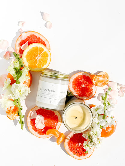 grapefruit + mint 9 oz glass candle