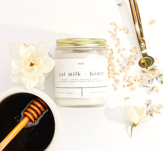 Oat Milk + Honey 9 oz Glass Candle