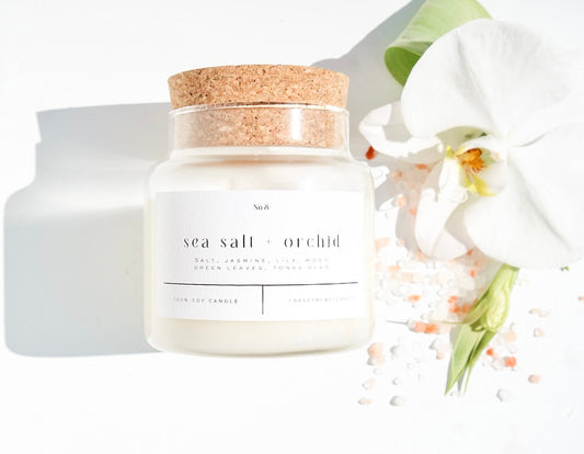 Sea Salt + Orchid 22 oz Glass Candle