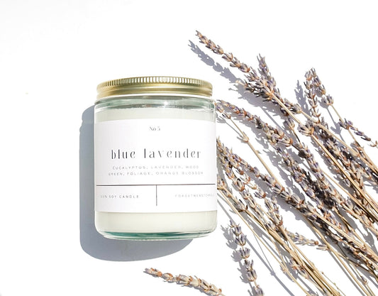 Blue Lavender 9 oz Glass Candle